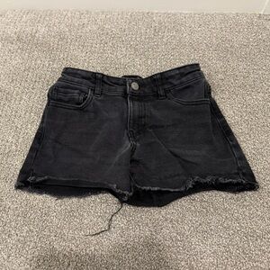 Black Jean Shorts with Distressed Look